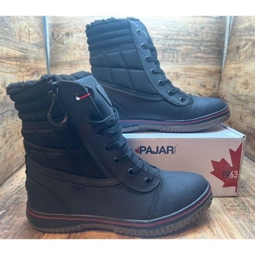 PAJAR Men's Trooper 3.0 Waterproof Lace & Zip Ankle Snow Boots Black NIB - 10